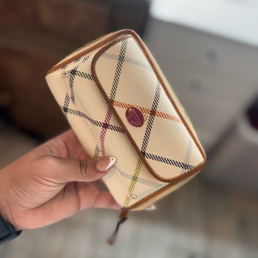 Coach Cream and Brown Quilted Wallet